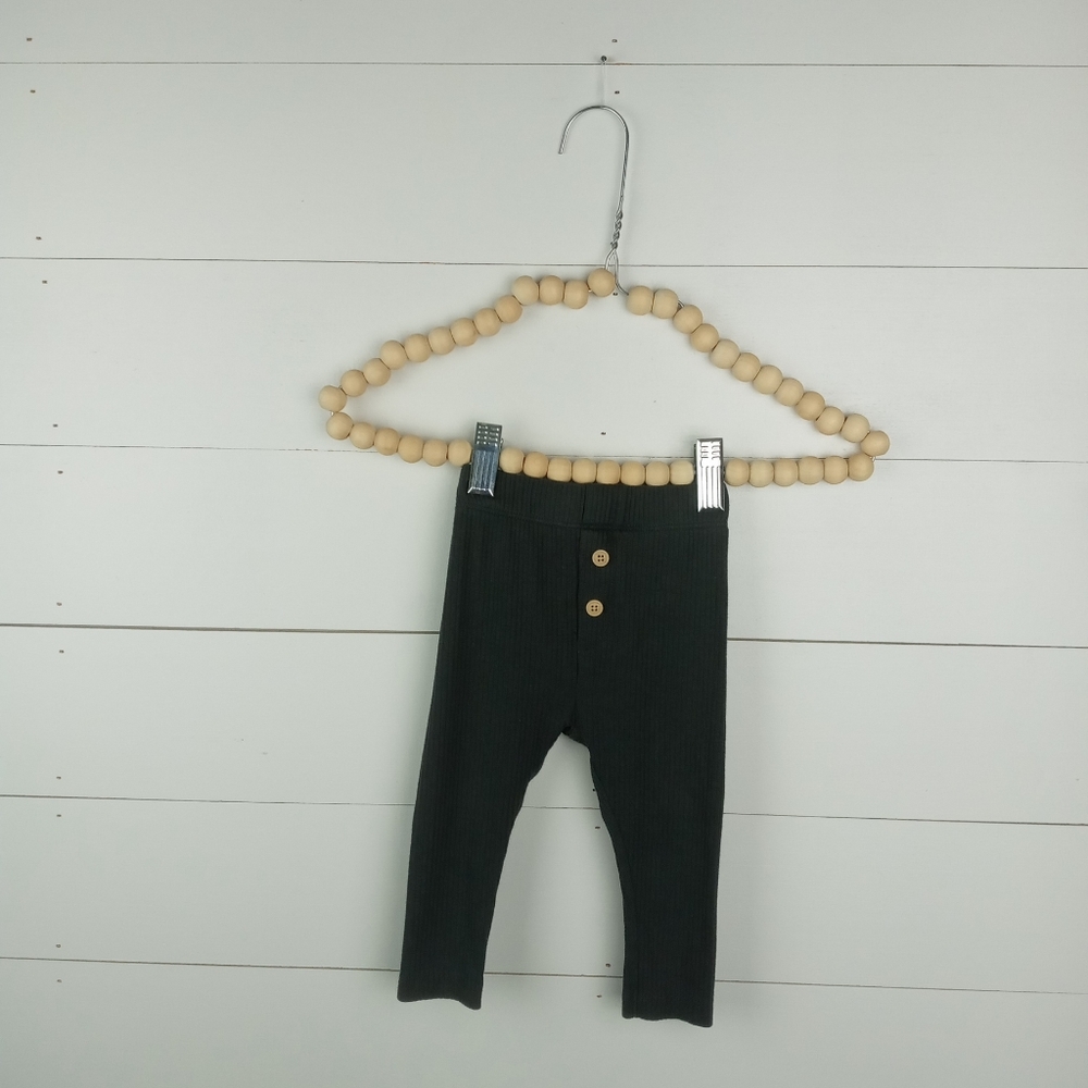Cat & Jack girls 6-9 mos ribbed dark charcoal gray leggings elastic waist